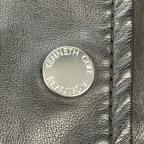 Kenneth Cole Reaction Faux Leather Vegan Moto Biker Jacket Black Sz M - Picture 7 of 14